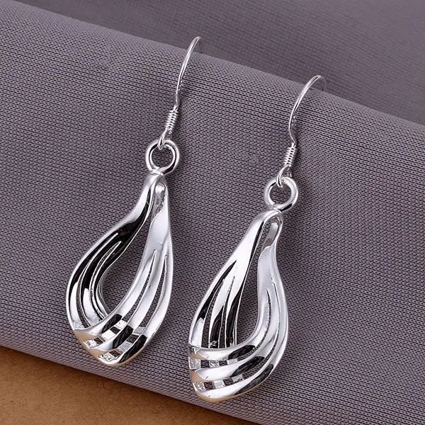 Three Lines Corrugated Earrings Amzajega Jewelry Silver Color Wholesale Earrings For Women Men E230