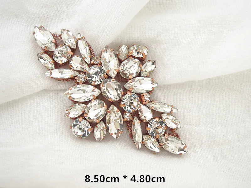（30PCS）Silver handmade crystal rhinestone applique beaded patch iron on for dress shoes WDD0995