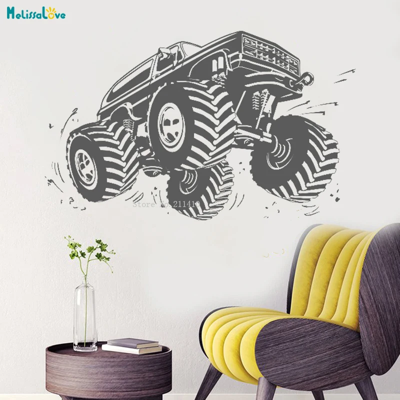 Big Monster Truck Wall Decal Off road Car Jeep Vehicle Decoration Vinyl Sticker Art Bedroom Living Room Sport Theme YT1435