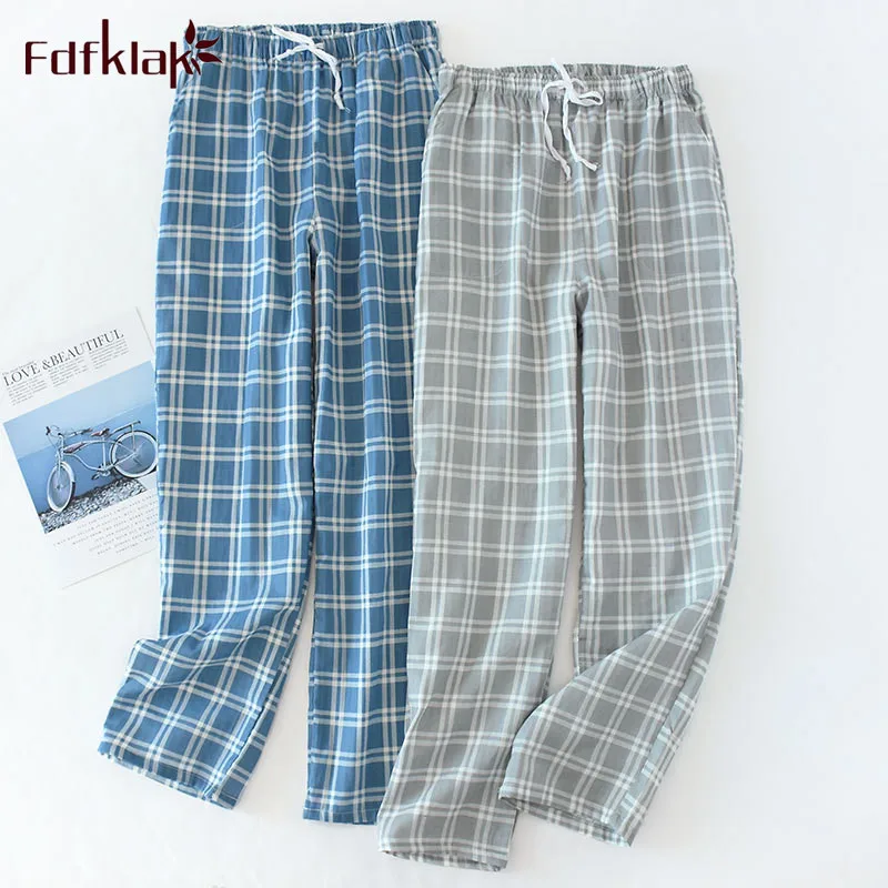 New Casual Women Sleepwear Pant Spring Autumn Cotton Pajamas Pants Plaid Couple\'s Home Wear Sleeping Trousers Men Pantalones