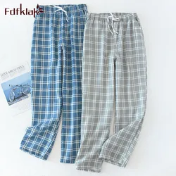 New Casual Women Sleepwear Pant Spring Autumn Cotton Pajamas Pants Plaid Couple's Home Wear Sleeping Trousers Men Pantalones