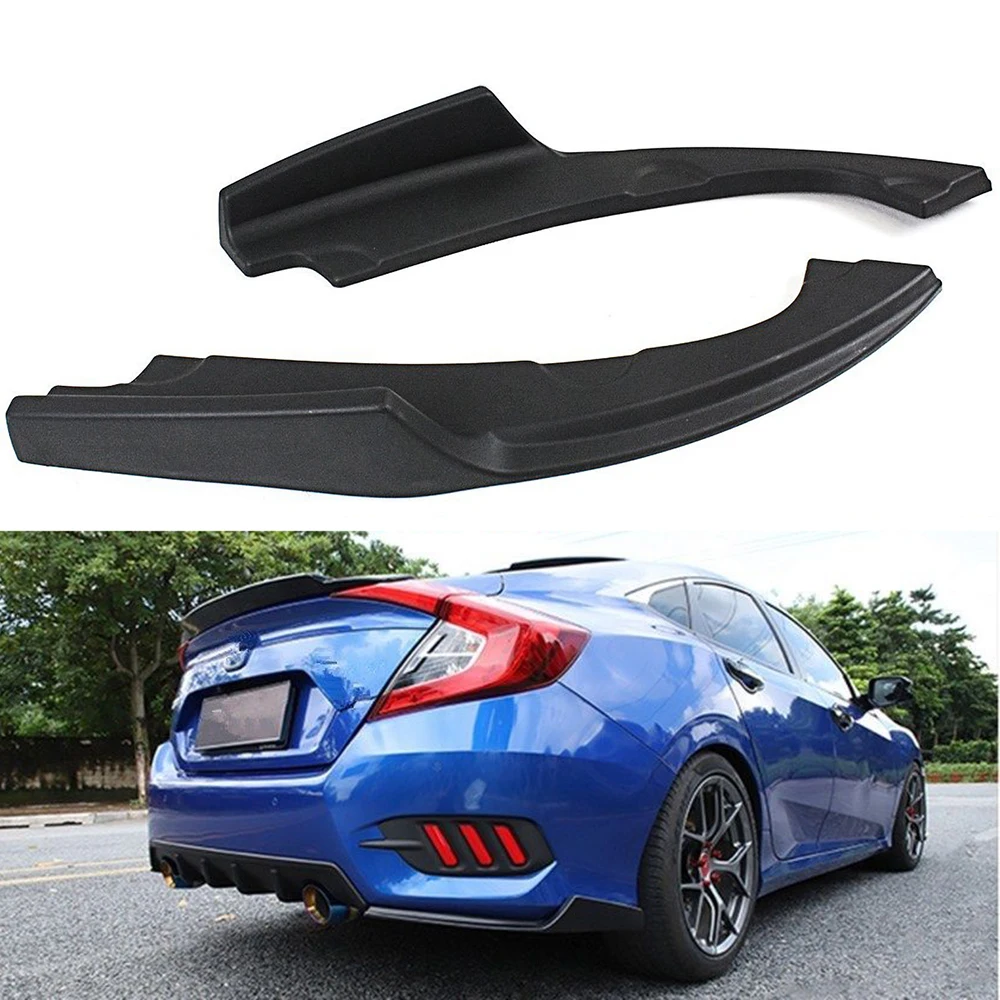 2PCs New Matt Black Anti Scratch Car Rear Bumper Lip Diffuser Splitter for Honda Civic 2016 to 2018