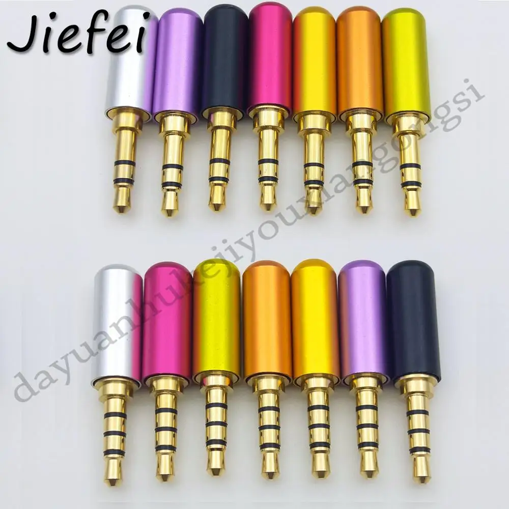 

Wholesale 7 colors Aluminum Jack 3.5 Audio male jack 3.5mm 1/8" 3 4 pole Stereo plug Gold Plated Wire Connector Earphone DIY