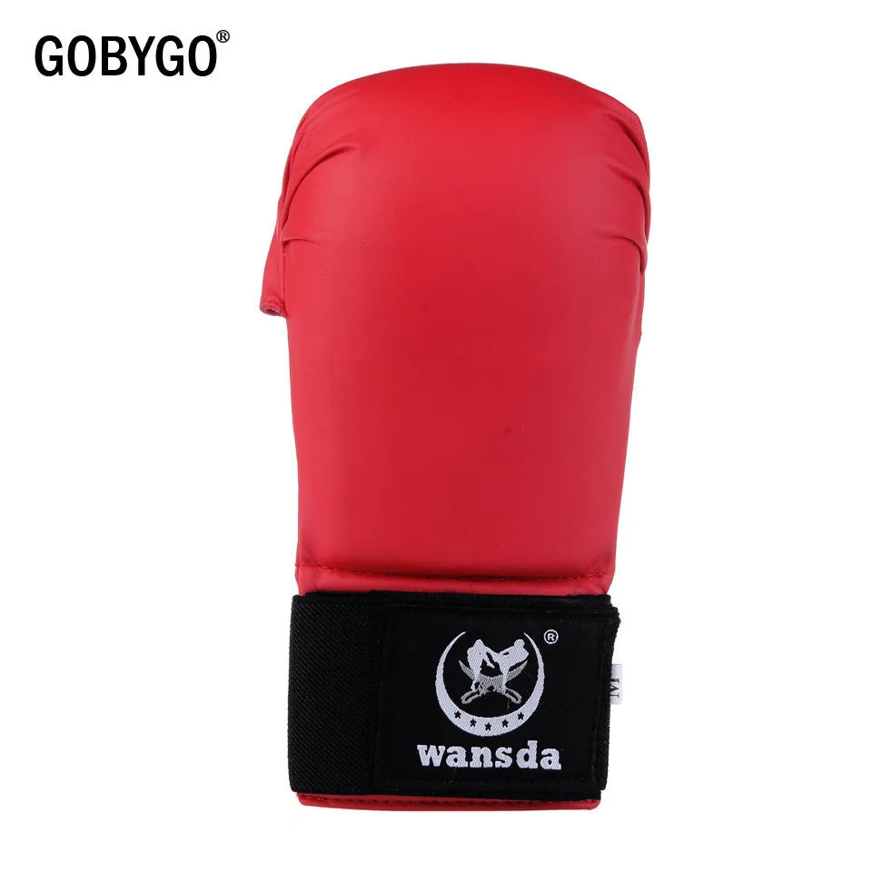 GOBYGO-Luvas de couro para homens e mulheres, meio dedo, luta, fitness, karatê, boxe MMA