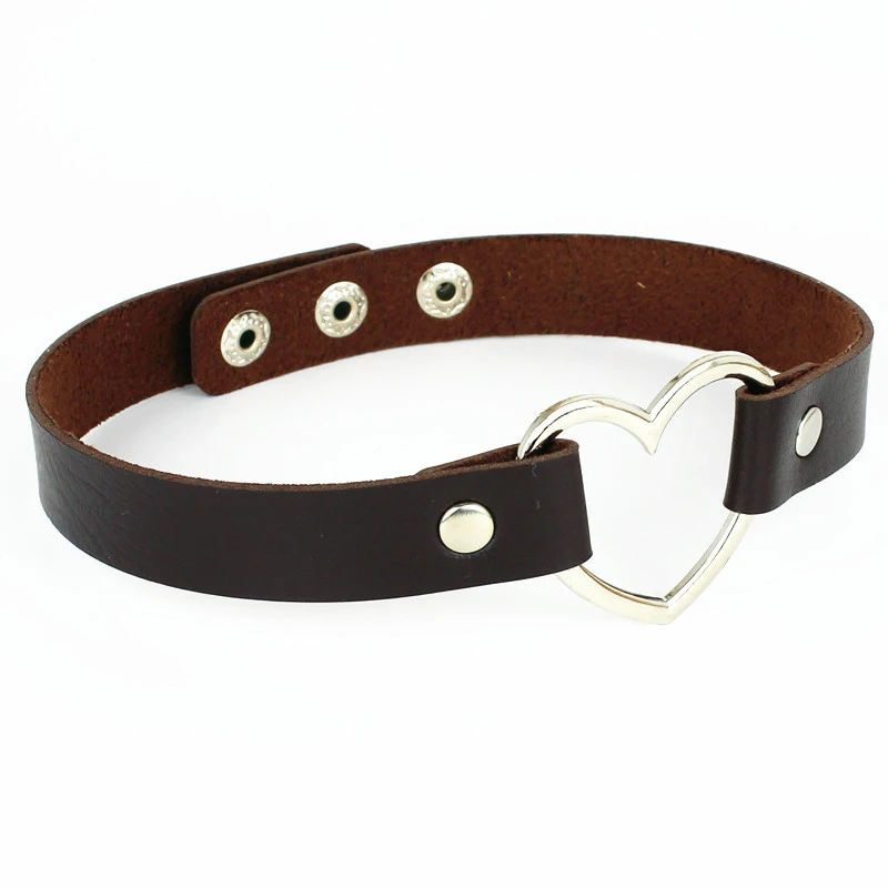 PU-Leder-Halskette, Geschenk für Frauen, holografisches Herz, Metall, Laser-Kragen, Halsband, Modeschmuck, bunt – Detail 4