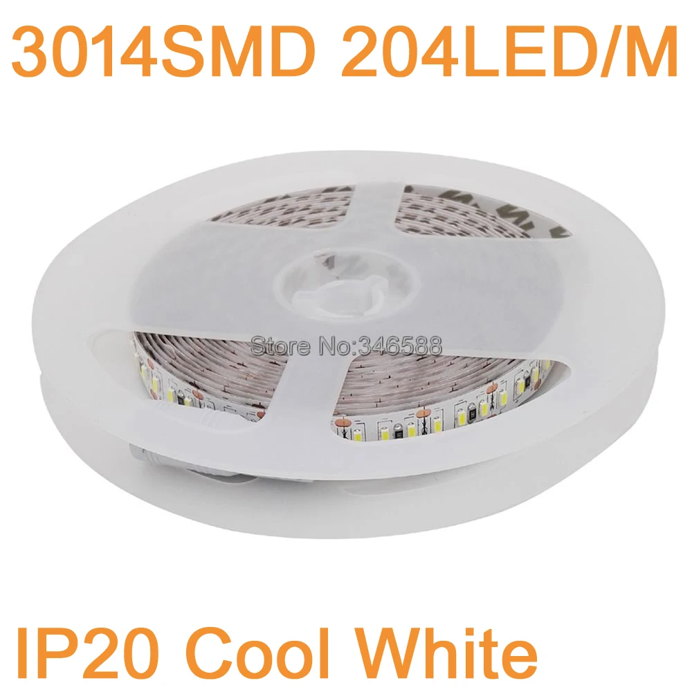 5m DC 12V 3014 taśma LED 3014 SMD 204 leds/m IP65 IP20 wodoodporna biała/ciepła biała Super jasna elastyczna taśma LED Light