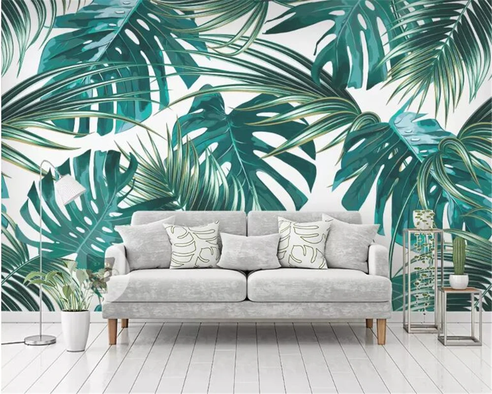 Custom Mural Wallpaper Southeast Asia Tropical Rainforest Banana Leaf Photo Background Wall Murals Silk 3D Wallpaper