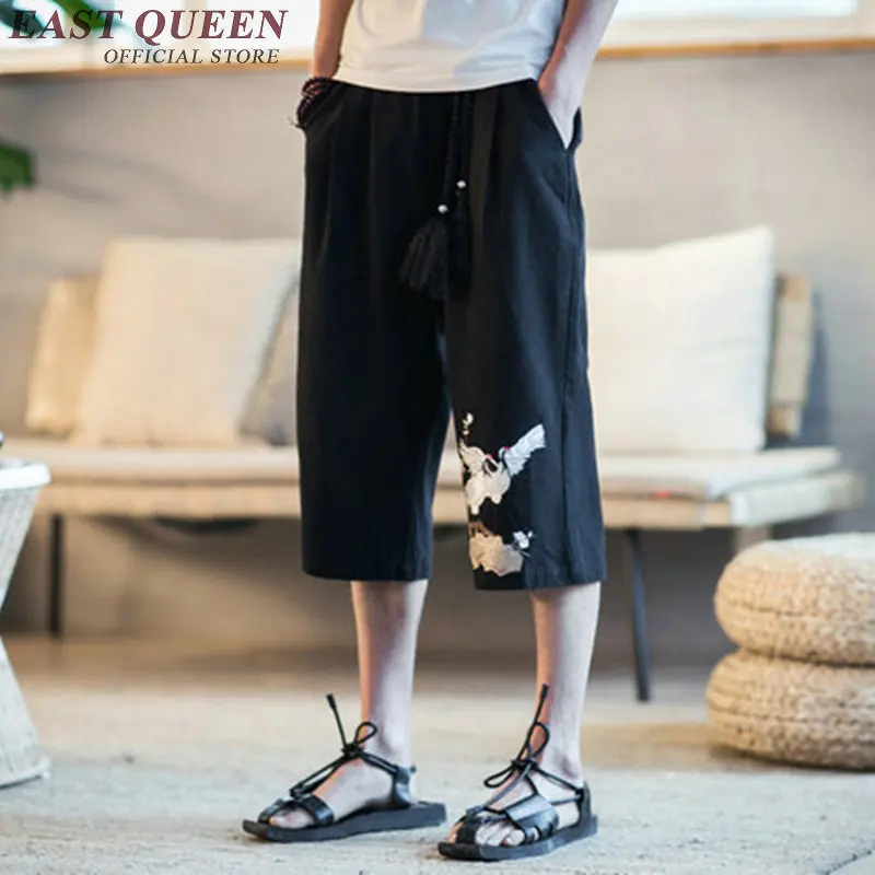 2018 Summer linen pants men off white linen pants mens elastic waist wide leg pants chinese male clothing M-5XL NN0720 HQ