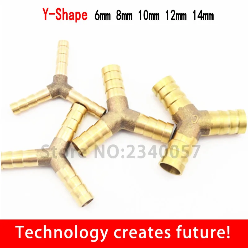 2Pcs 6-12mm BRASS Y type Hose Joiner Piece 3 WAY Fuel Water Air Pipe TEE CONNECTOR