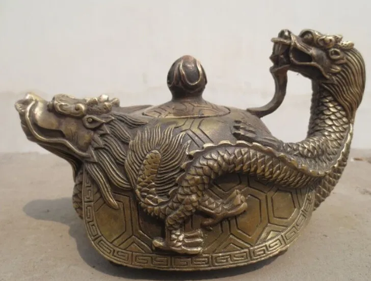 Christmas ornaments+old Chinese hand sculptures gilding bronze lead bronze kettle kettle statue teapot free shipping