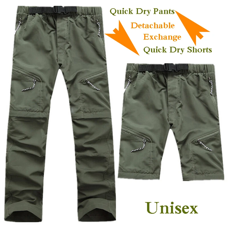 Quick Dry Pants Men Removable Casual Long Breathable Pants Men Anti-UV Pant Active Army Trousers Plus Size S-XXXL