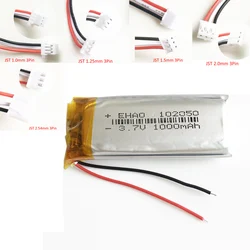 Akumulator Lipo 3,7 V 1000 mAh 102050   z wtyczką JST 3PIN 1.0/1.25/1.5/2.0/2.5 do kamery GPS z mikrofonem przewodowym