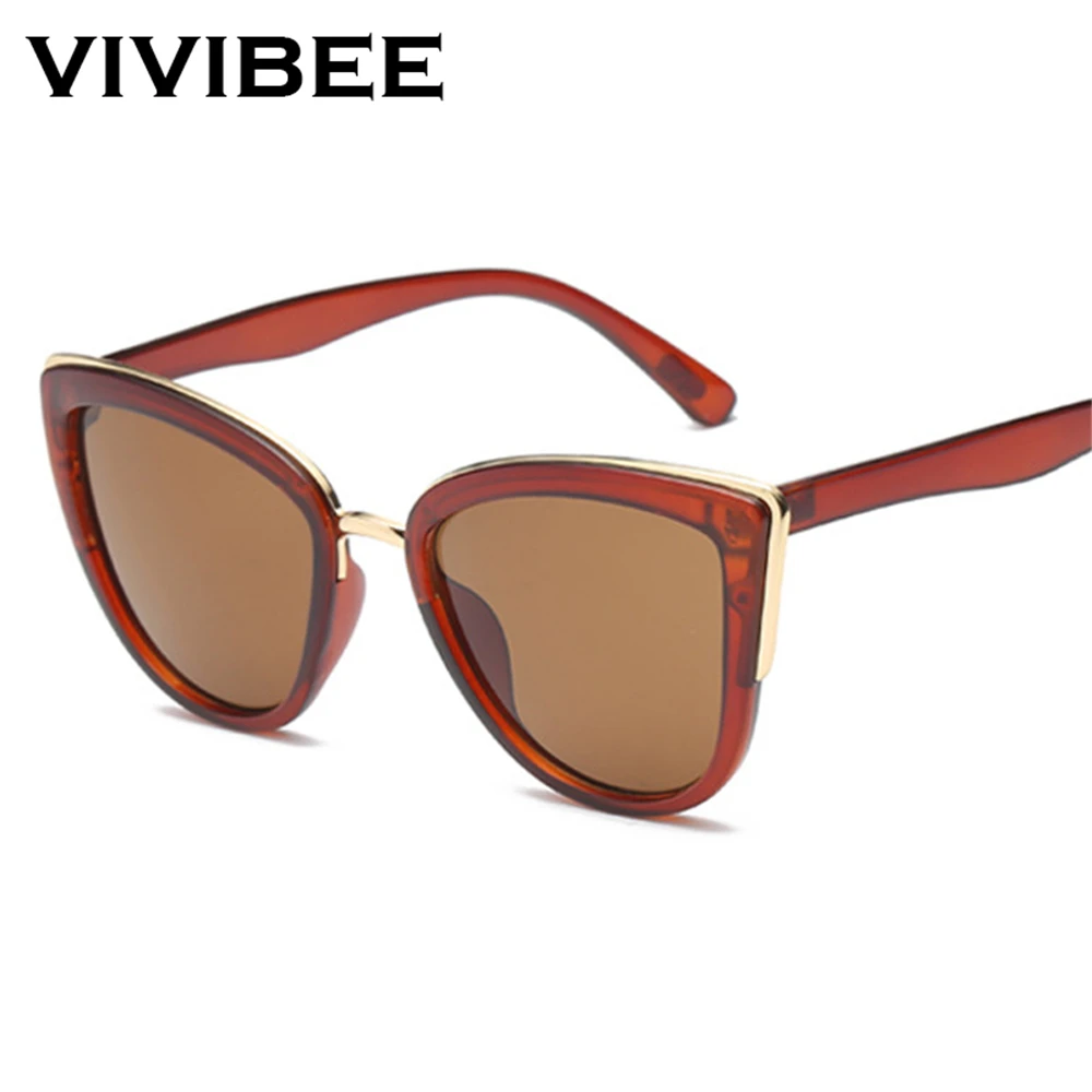 VIVIBEE Ladies Retro Big Cat Eye Sunglasses 2026 Trend Luxury Gradient Sun Glasses Fashion Cateye Elegant Shades for Women
