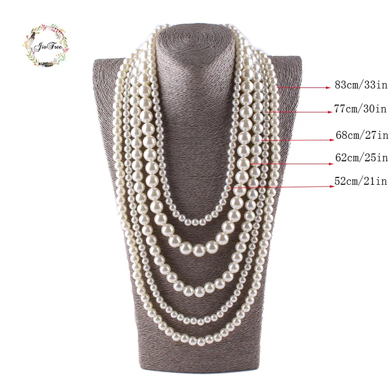 JIOFREE big beads Simulated Pearl Necklace multi layer necklace Statement Necklace popular women Bohemian party women  jewelry