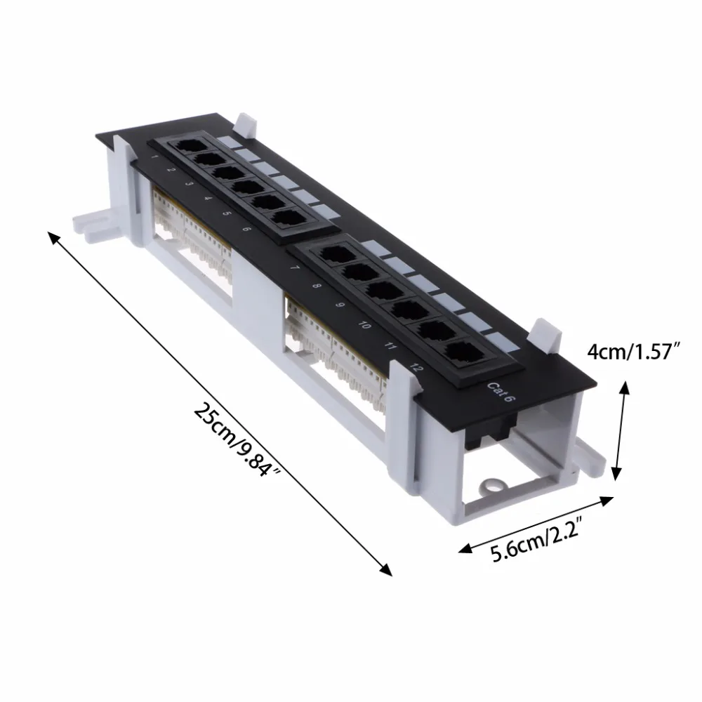 12 Ports Ethernet LAN Network Adapter CAT6 Patch Panel RJ45 Networking Wall Mount Rack Mount Bracket Network Tools