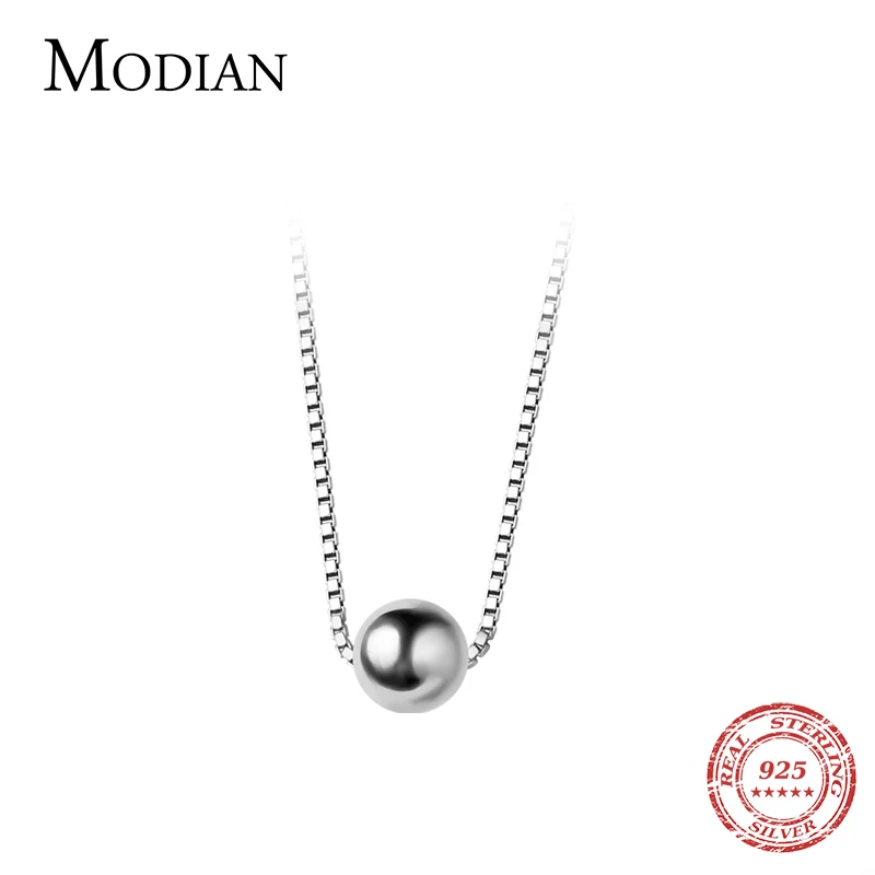 Modian Trendy Tiny Simple Bead Necklace Pendant New Sale 100% 925 Sterling Silver Round Jewelry For Women & Girls Party Gift