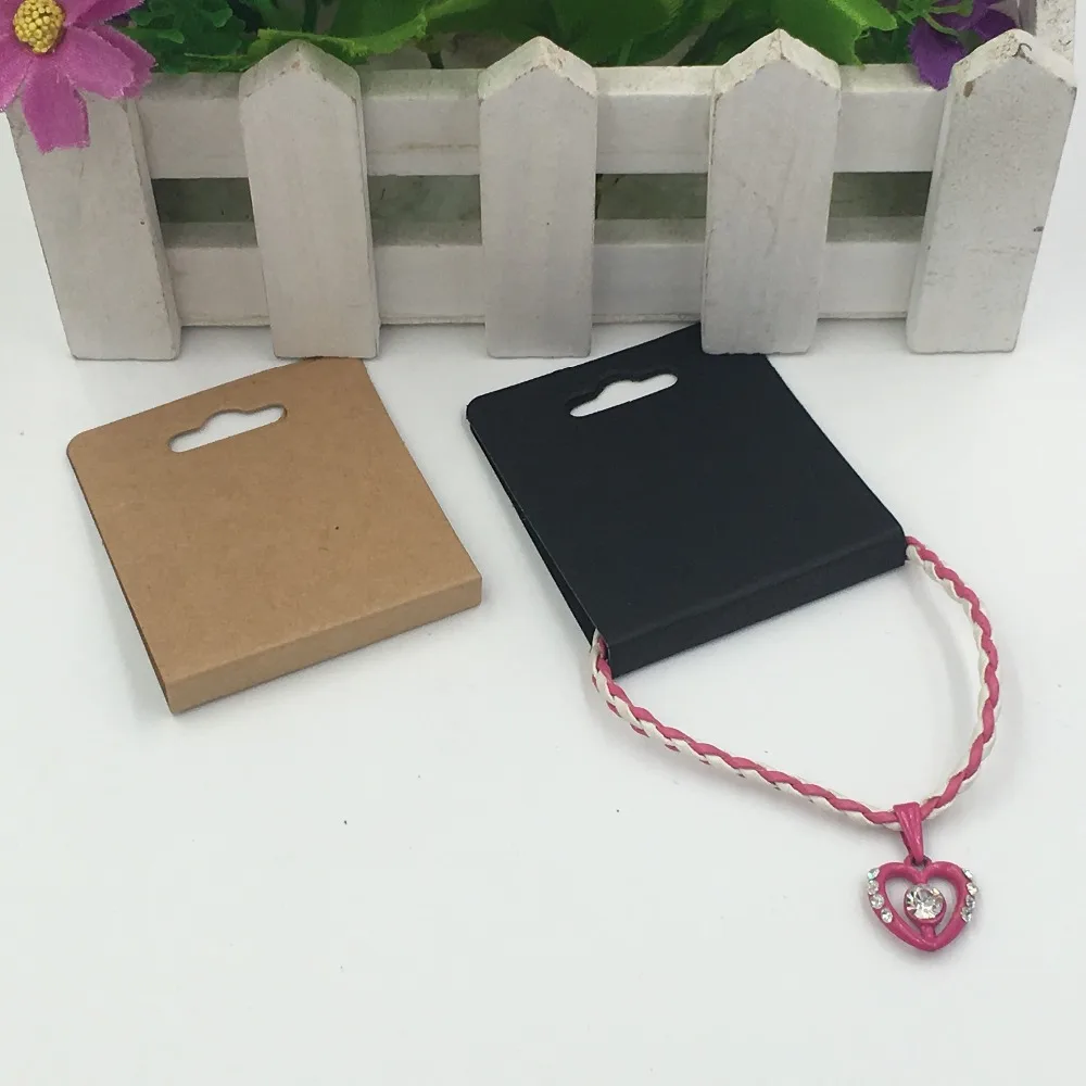 free shipping 100 pcs 12x5cm kraft paper Necklace Card brown /Black /white DIY hand made Bracelet Display Card accept customize