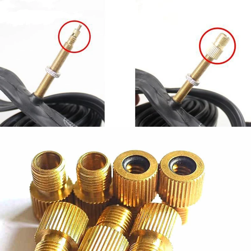 ROCKBROS Bike Bicycle Valve Presta To Schrader Valve Adaptor Copper Bike Air Valve Wheels Gas Nozzle Converter Adapters Tube