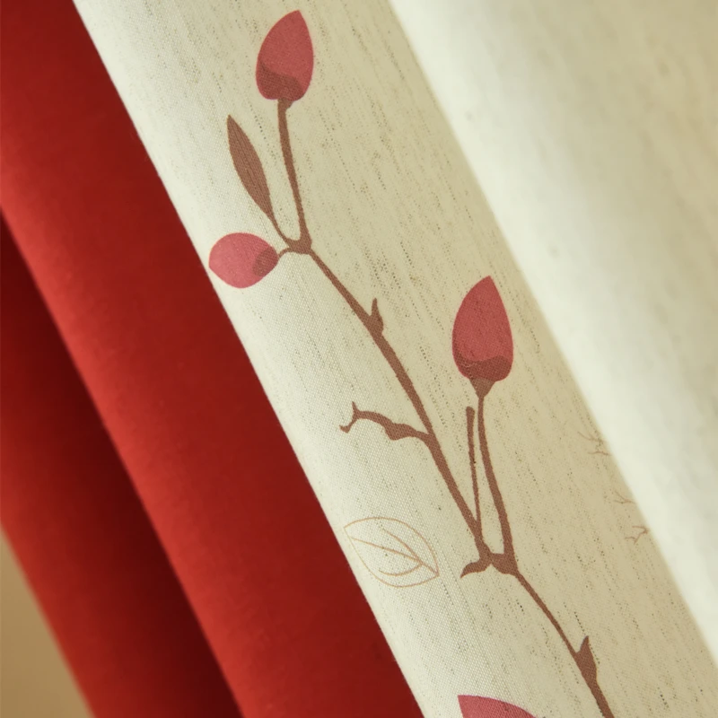 Modern Curtains for Living Room Pastoral Red and Beige Window Curtain American Style Living Room Curtains  Custom Made