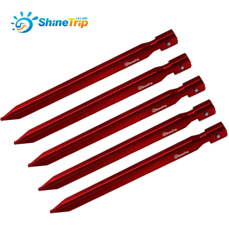 Shine Trip 5pcs Outdoor Camping  Aluminu alloy tent pegs tent accessories camping tent pegs 25cm triangular Enhanced beach peg