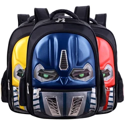 Cartoon Children LED Light Backpacks Deformation Robot Transformation Student Shoulder Bags For Boys Waterproof Kids Gift