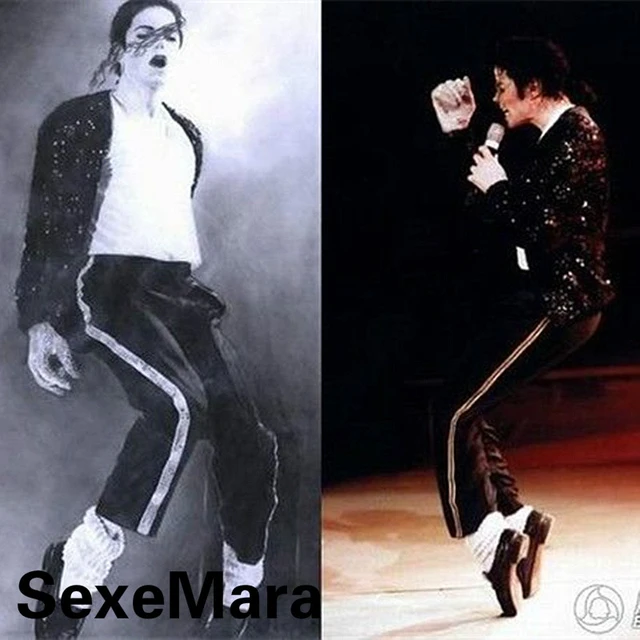 Mj Michael Jackson Black Billie Jean Entertainers Straight Golden Trousers Casual Cropped Jeans Elasticity Ankle length Pants Casual Pants