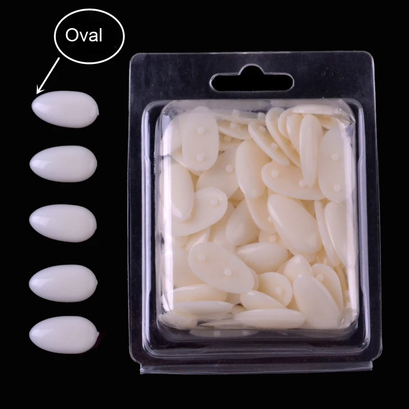 100pcs Oval/Square Plastic Nail Tips Adjustable Nail Art Model Hand Practice Training Display DIY Nail Training Manicure Tools