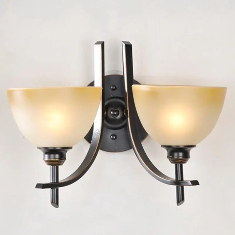 American Loft Bedroom Wall Lamp Sconces Vintage Frosted Glass Castle Wall Light  Carving Holder Hallway gallery Wall Lighting