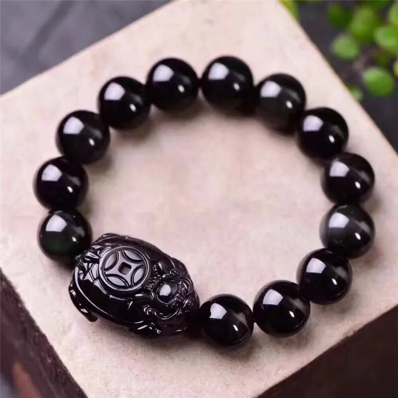 Natural Stone Rainbow Eye Obsidian Dragon Turtle Beads Bracelet Men\'s Bracelet 8-12mm Leading Turtle Bracelet For Women Jewelry