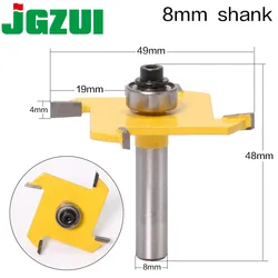 1PSC Z4 T TYPE SLOTTING BIT 8mm Shank Cutter Industrial Grade Rabbeting Bit Woodworking Tool Router Bits