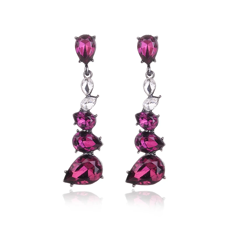 Mixed Colors Crystal Water Drops Dangle Earrings Metal Crystal Drop Earrings Fashion Women Jewelry Christmas Gift