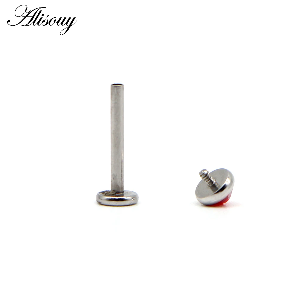 Alisouy 1pc Cartilage Stainless Steel Earring Flat CZ Crystal 16G Labret Lip Piercing Tragus Rings Helix Ear Stud Body jewelry