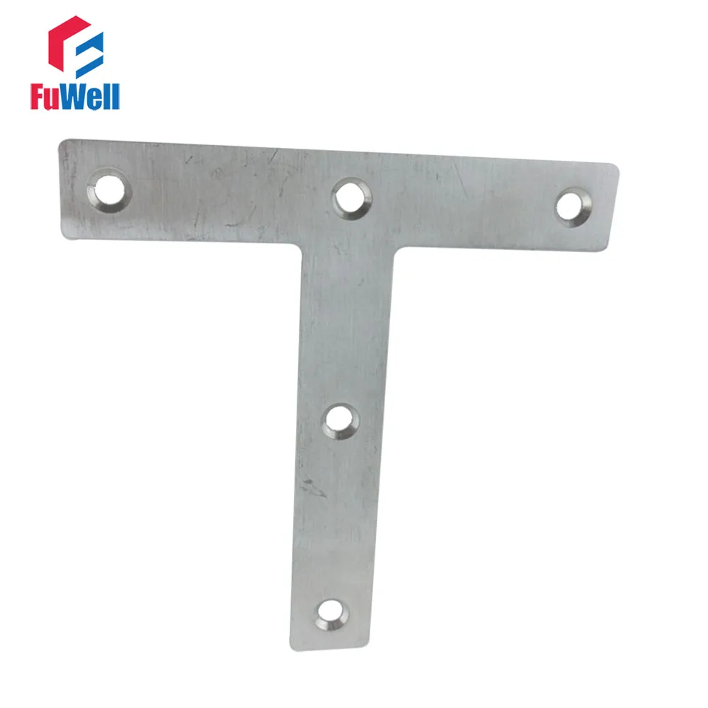 

4pcs 120mm x 120mm T Type Bracket Stainless Steel 2mm Thickness Mending Repair Connector Corner Angle Bracket