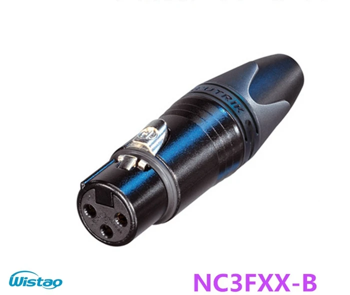 HIFI XLR Connector Female Black Shell Plating Gold-plated Contacts for 3-core Cable Neutrik HIFI Audio DIY Free Shipping