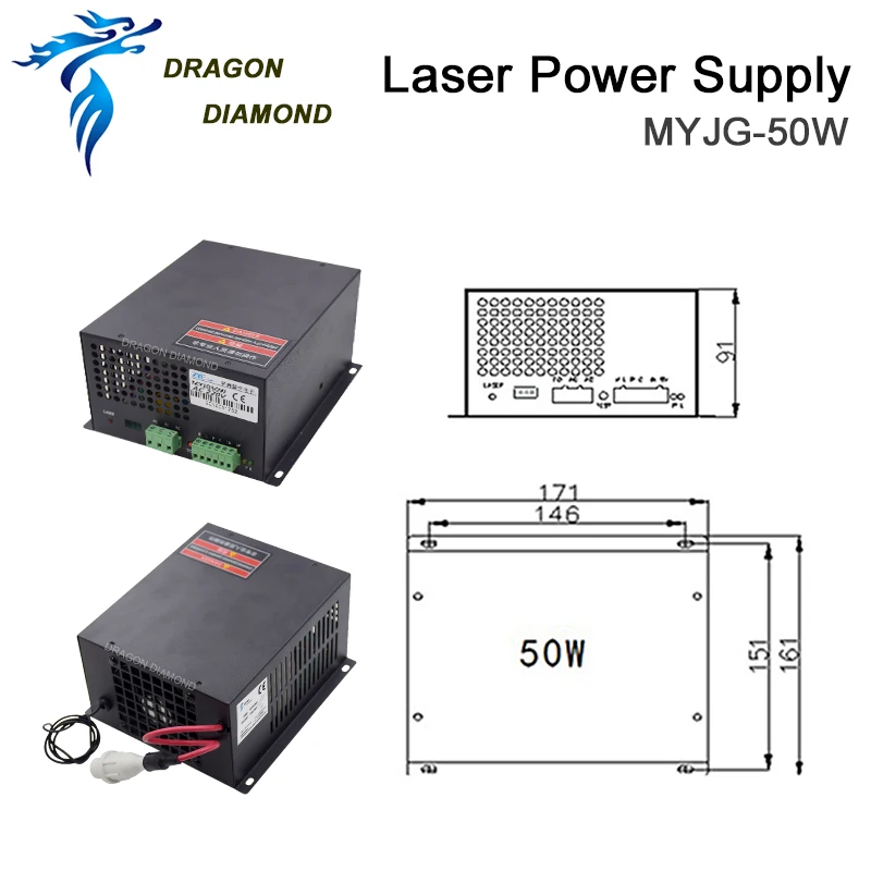 Imagem -05 - Dragão Diamante 50w Co2 Fonte de Alimentação do Laser para Co2 Tubo do Laser para Co2 Gravura Máquina Corte Myjg50w Categoria