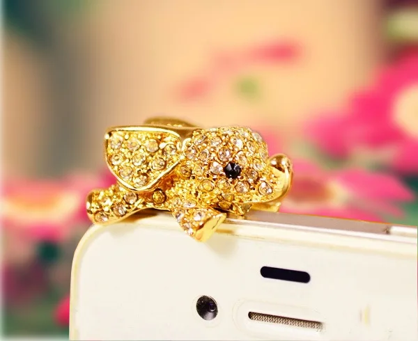 Cute Dumbo Design with Diamond  Mobile Phone Ear Cap Dust Plug for Iphone for Xiaomi and All 3.5mm Earphone Dust Plug