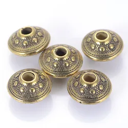 Miasol 100Pcs 14MM Plating Acrylic Antique Design UFO Disc Shape Loose Spacer Abacus Charms Beads For DIY Jewelry Making