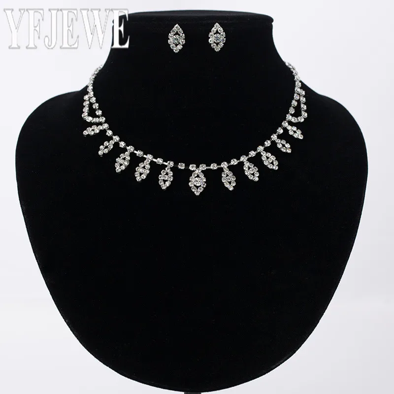 2017 Women Fashion Jewelry Sets Nechlace And Wedding Bridal Sliver Plated Earrings With  Rhinestone For Party N234
