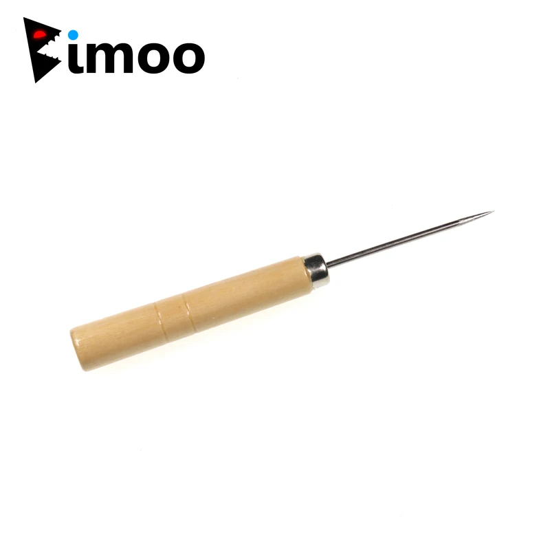 Bimoo 1PC New Fly Tying Bodkin Needle for Combing Hair Fishing Fllies Lure Bait Making Tool Stainless Needle & Wooden Handle