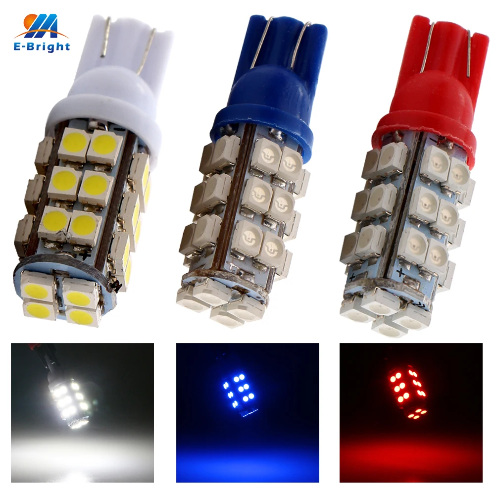 

100pcs T10 1210 28 SMD 168 194 W5W Wedge Light Signal Bulbs White Blue Red LED Car Lights Auto Bulbs 12V DC 168Lm