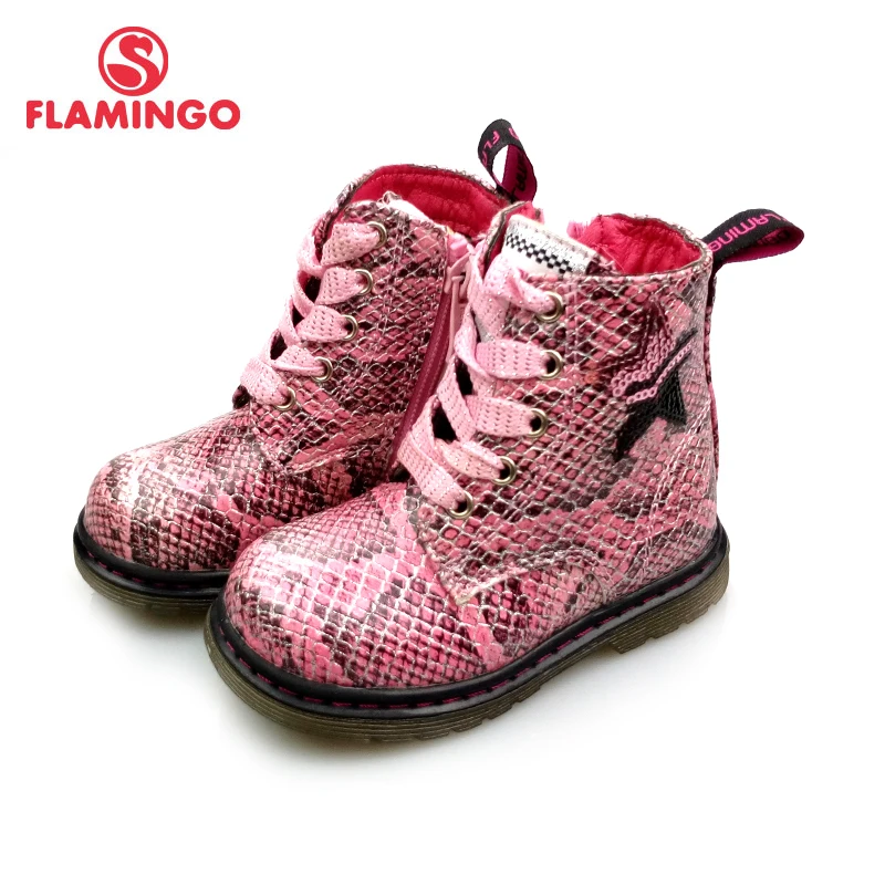 FLAMINGO Autunno Boot antiscivolo Tenere In Caldo Per Bambini Lace-Up & Zip Dimensione di Avvio 22-28 Del Capretto scarpa per la Ragazza di