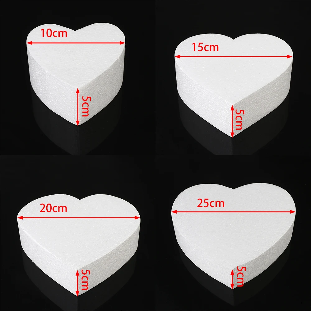 4/6/8/10 inch DIY Practice Heart Shaped Model Cake Foam Mold Polystyrene Styrofoam Sugarcraft Dummy Party Kitchen