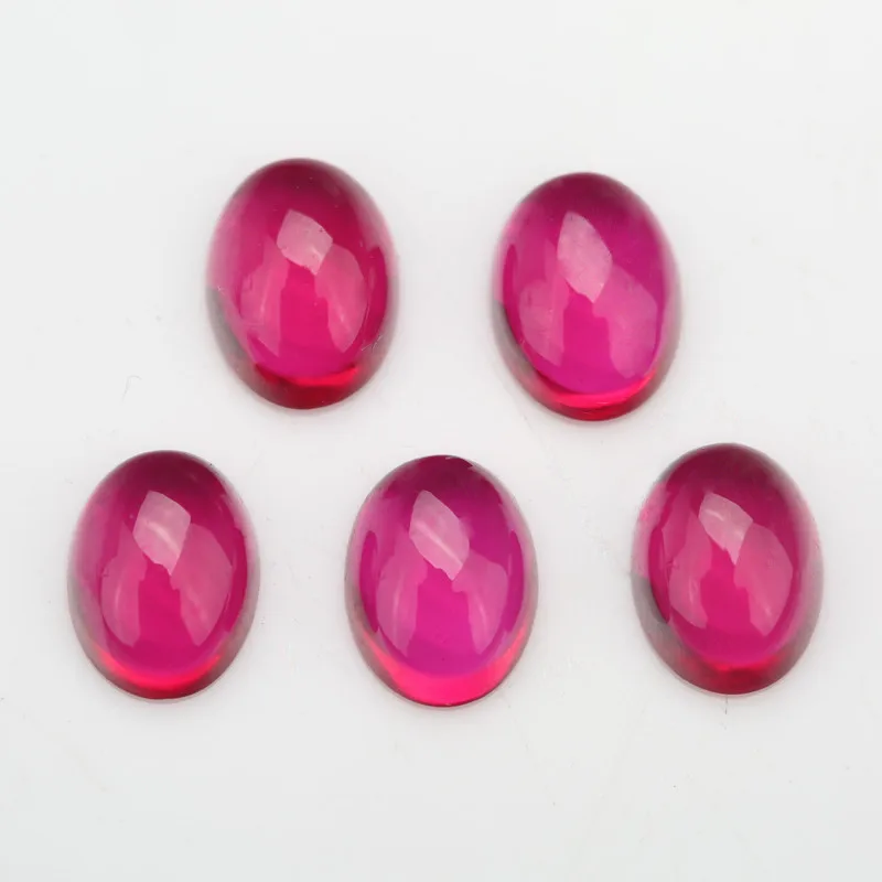 10 stücke 3x5mm ~ 10x14mm 5 # Rot Rubys Oval Form Cabochon Synthetische Korund Edelsteine Labor Erstellt stein – Detail 1