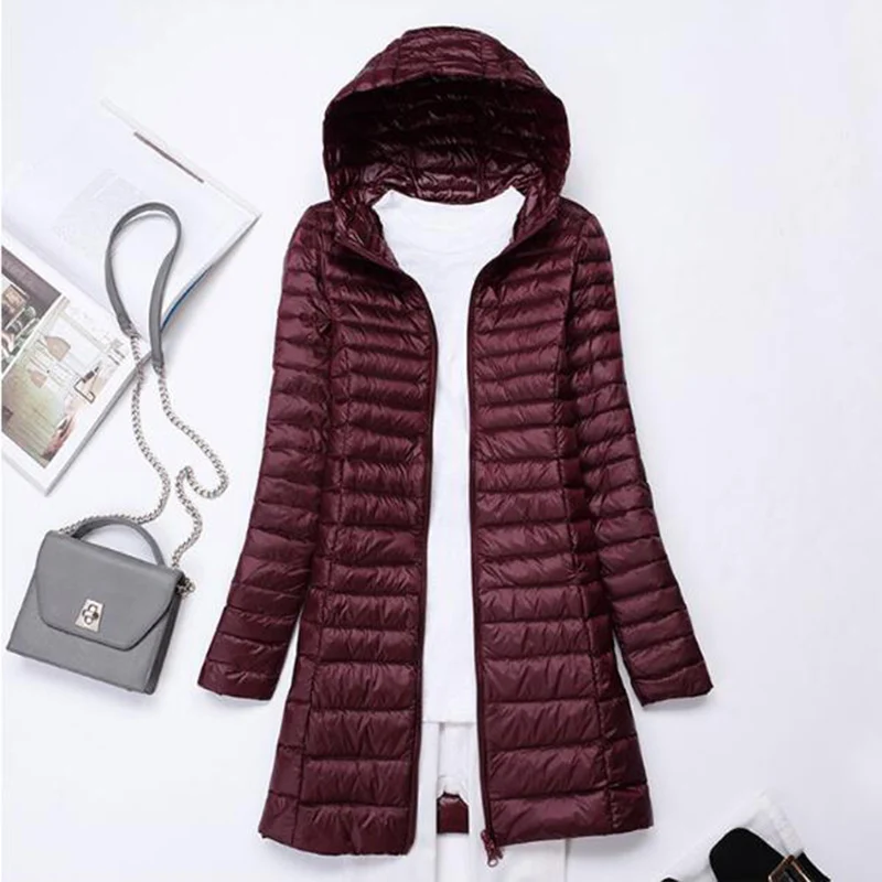 SEDUTMO Winter Long Ultra Light Duck Down Jackets Women  Down Coat Spring Puffer Jacket Slim Hooded Parkas ED230