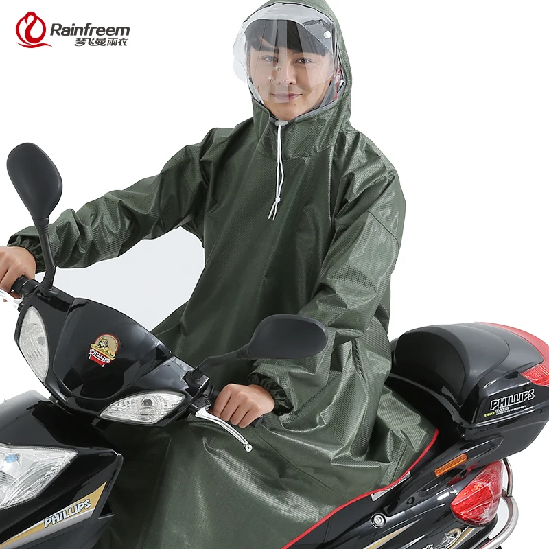 

Rainfreem Men/Women Impermeable Electromobile/Bicycle Rain Poncho Thick Raincoat Double Transparent Hood Rain Gear Rain Coat