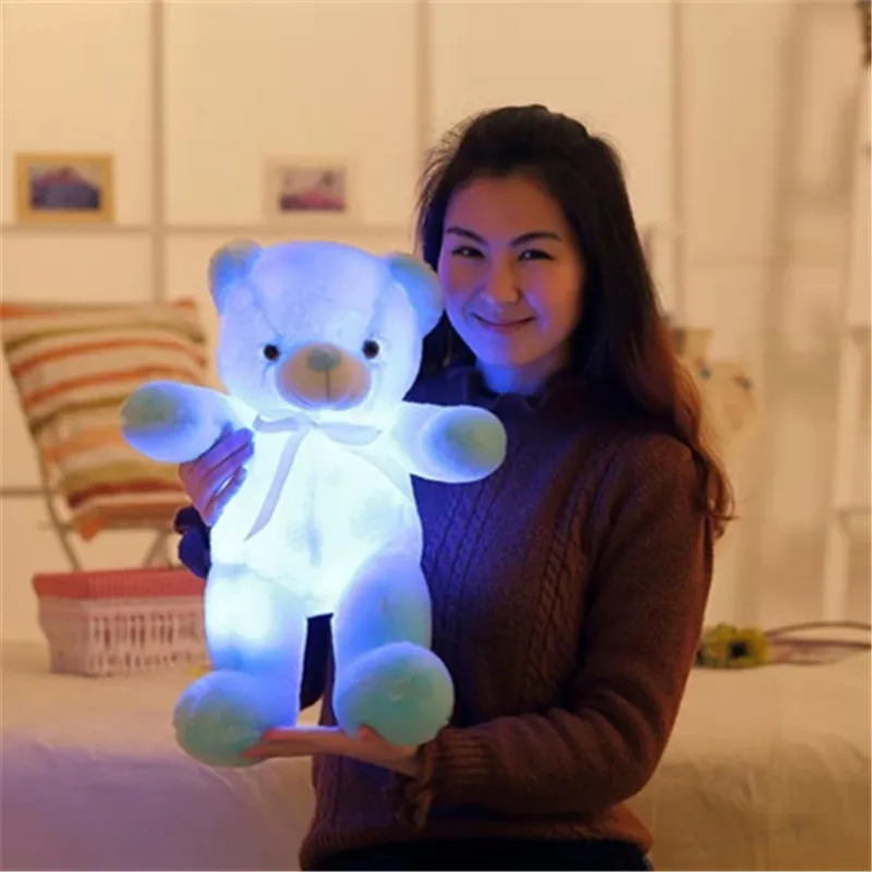 50cm Creative Light Up LED Teddy Bear Toy Animals Plush Stuffed Toy Colorful Glowing Teddy Bear Christmas Gift Toys For Children