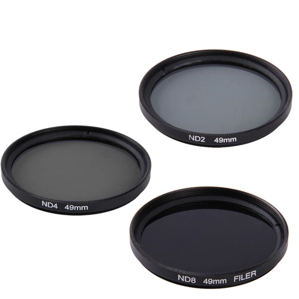 Jeu de lentilles de filtre de densité neutre ND2 ND4 ND8 49mm + pare-soleil 49mm pour objectif Sony A7S A7R A7SII A7RII A7 II A9 et FE 55mm f/1.8
