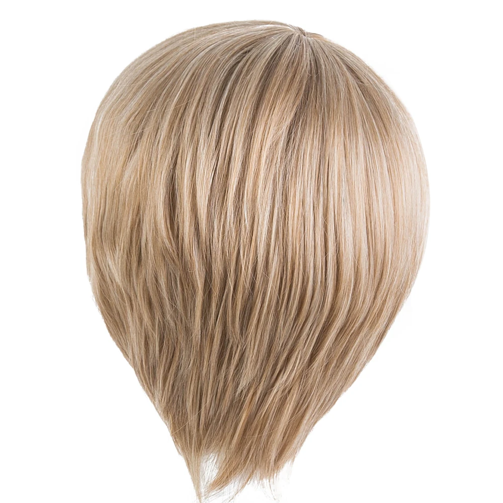 Cosplay Wig Fei-Show Synthetic Heat Resistant Fiber Short Wavy Blonde Hair Male Man Hairpiece Black/Brown/Burgundy/Light Brown
