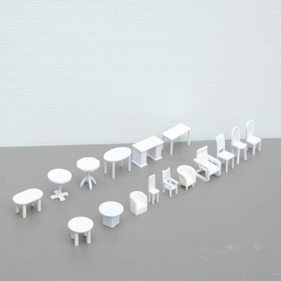 10pcs/lot 1/50 Scale White Hot Sale Plastic Model Chair Table For Architecture Model Kits Toy Or Hobby Maker