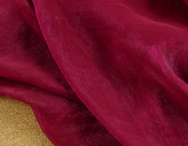 

3 meter 150cm 59" width wine red crinkle shot-silk chiffon crepe fabric summer dress dance skirts screen material MM195